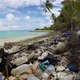 Beach debris along the north side of Direction Island, Australia.